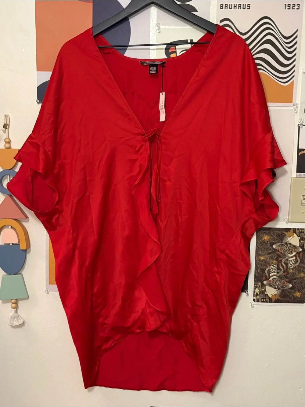 Victoria’s Secret Red Satin Robe NWT One Size
